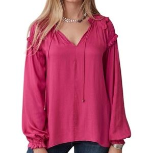 Sundance So In Love Top Womens Large Peasant Ruffle Boho Indie Romantic Coquette